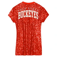 Girls Youth  Scarlet Ohio State Buckeyes Sequin V-Neck Dress