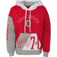 Sweat à capuche en molleton doux Scarlet Ohio State Buckeyes pour jeunes filles