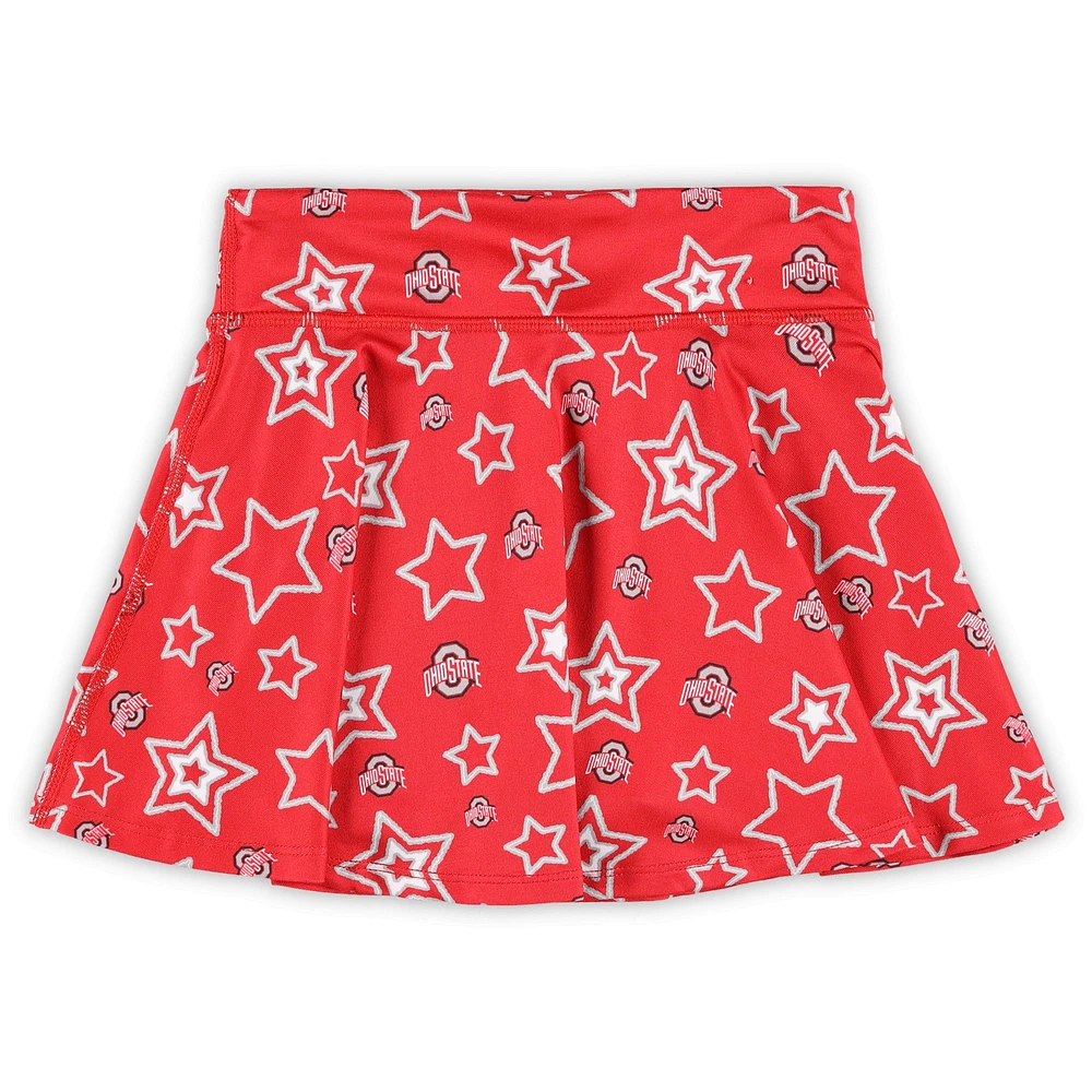 Girls Youth ZooZatz Scarlet Ohio State Buckeyes Star Flowy Skort