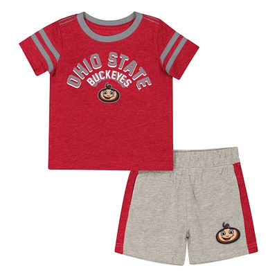 Ensemble t-shirt et short pour bébé Colosseum Heather Scarlet Ohio State Buckeyes