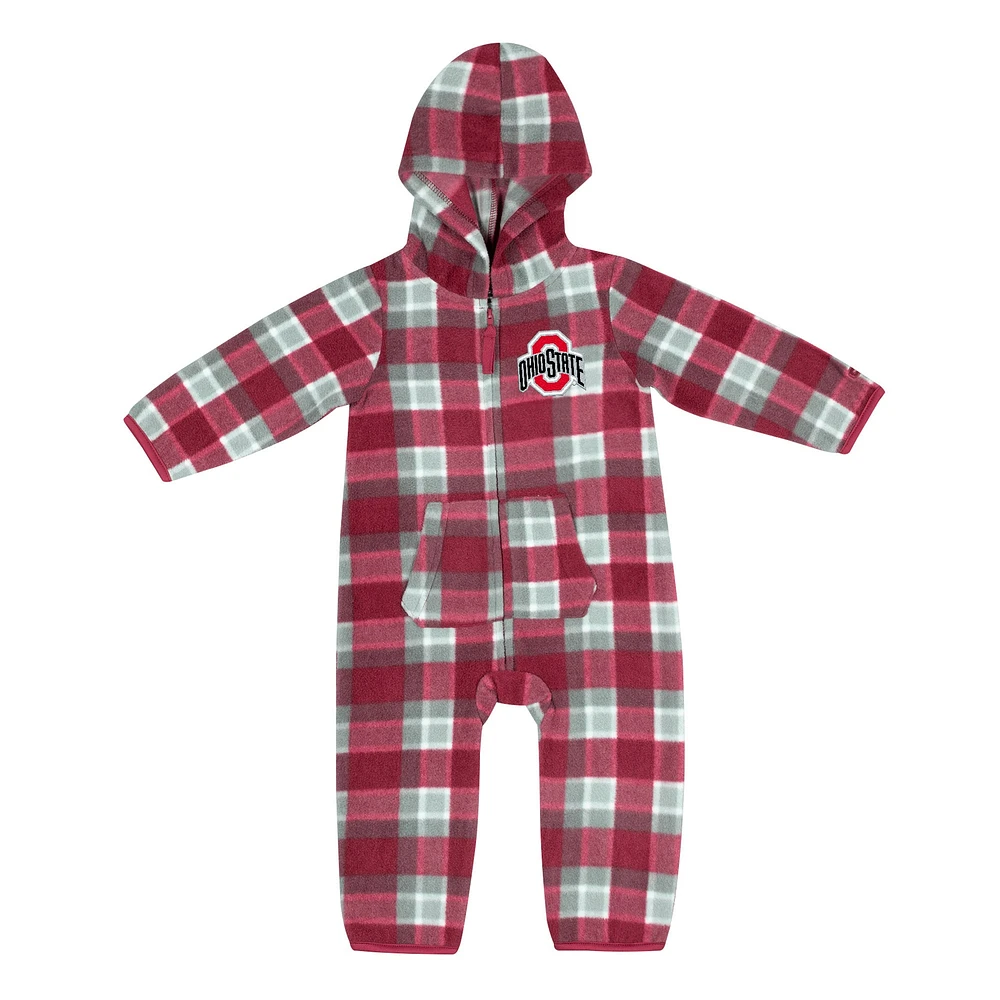 Colosseum Scarlet/Grey Ohio State Buckeyes Farays Plaid Full-Zip Hoodie Jumper