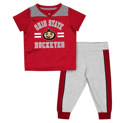 Ensemble maillot et pantalon Ka-Boot-It des Ohio State Buckeyes Colosseum Scarlet/Heather Grey pour bébé