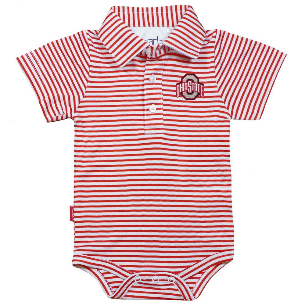 Infant Garb Scarlet/White Ohio State Buckeyes Carson Striped Short Sleeve Bodysuit