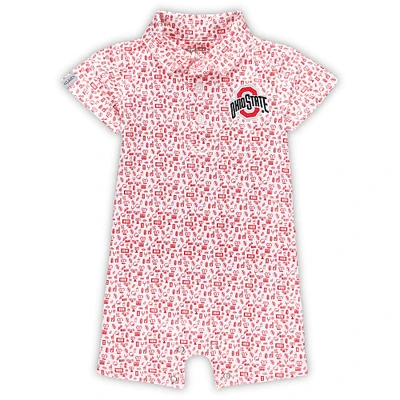 Infant Garb Blanc Ohio State Buckeyes Crew All-Over Print Polo Body