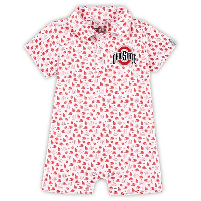 Grenouillère polo blanche Earnest Garb pour bébé Ohio State Buckeyes