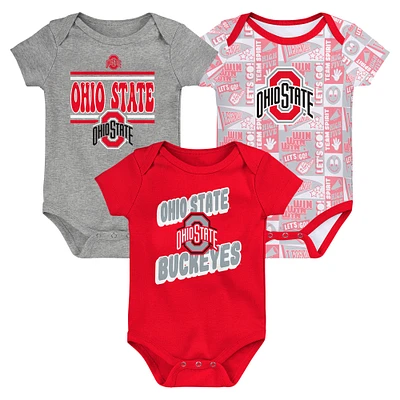 Lot de 3 bodies pour bébé Ohio State Buckeyes Sunday Comics