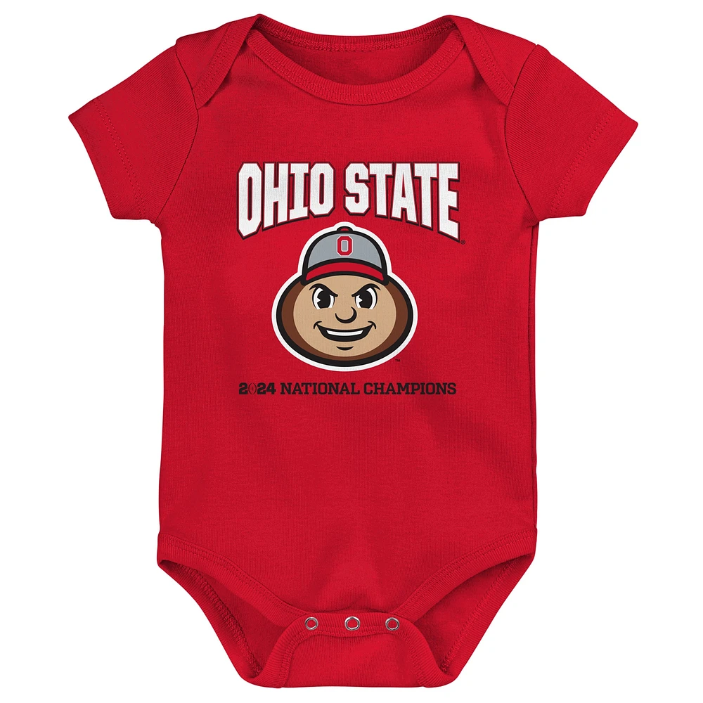 Infant Scarlet Ohio State Buckeyes College Football Playoff 2024 National Champions  Bodysuit