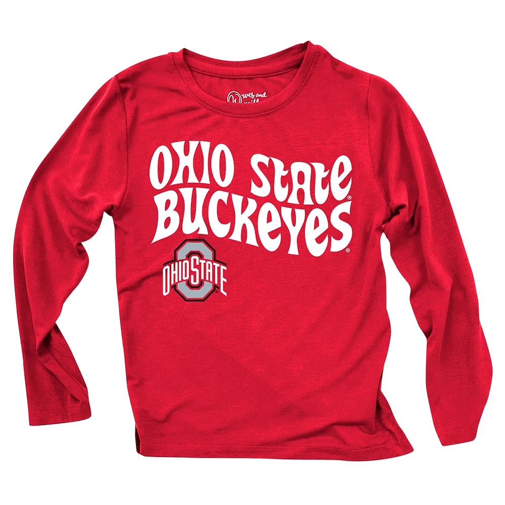 Ensemble haut à manches longues et leggings rayés tri-blend pour bébé Wes & Willy Ohio State Buckeyes