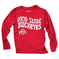 Ensemble haut à manches longues et leggings rayés tri-blend pour bébé Wes & Willy Ohio State Buckeyes