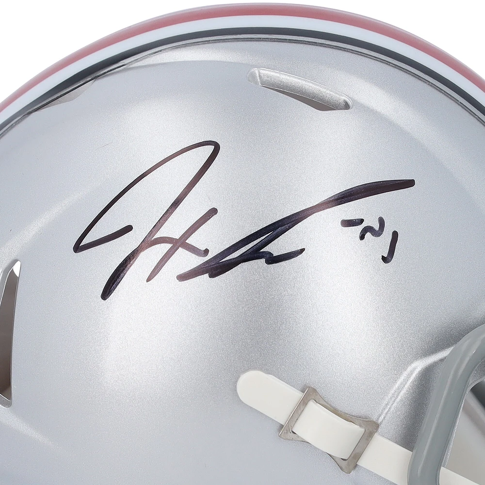 Jaxon Smith-Njigba Ohio State Buckeyes Autographed Riddell Speed Mini Helmet