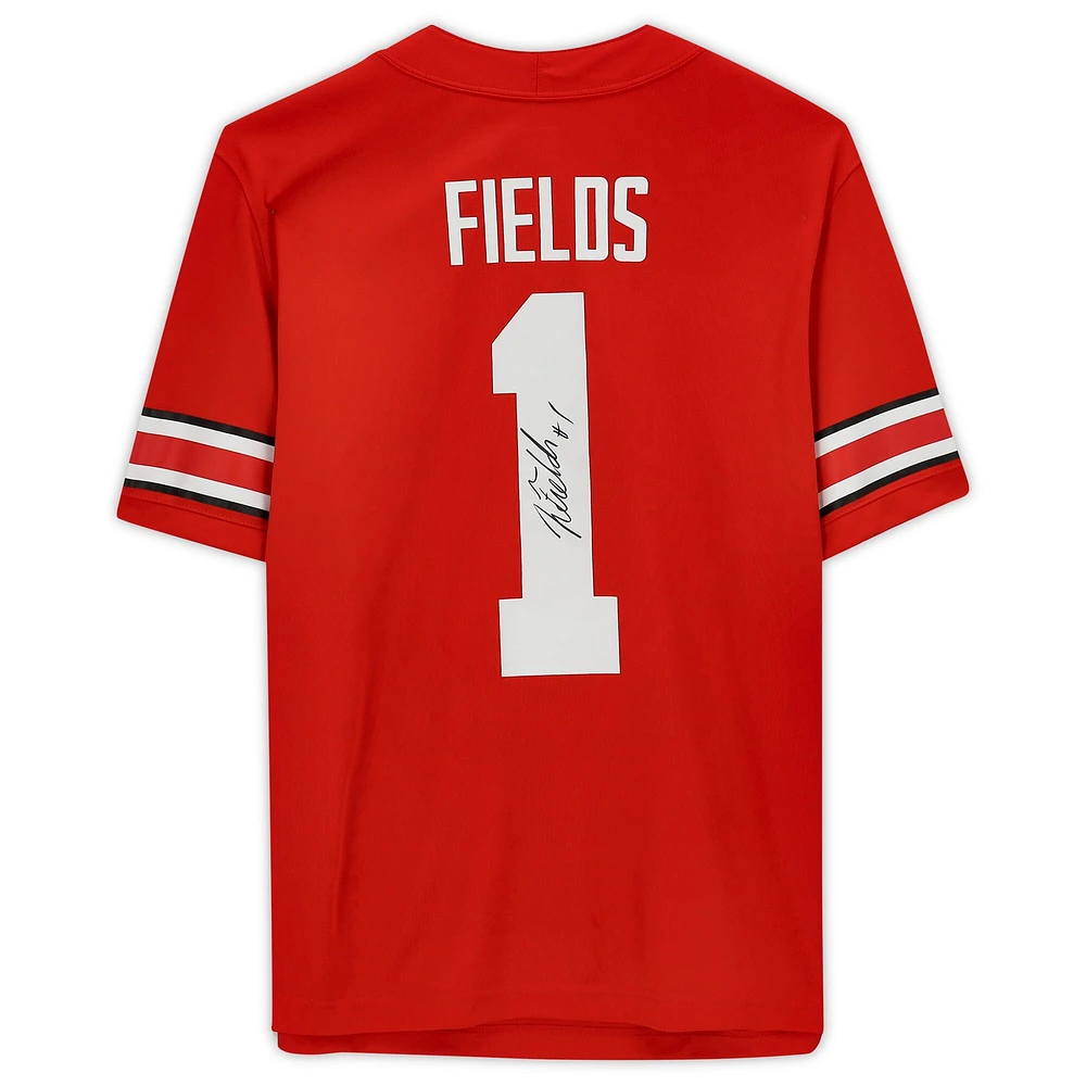 Maillot de match Nike autographié par Justin Fields Scarlet Ohio State Buckeyes