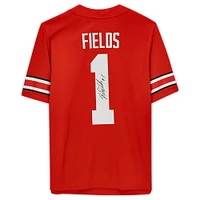 Maillot de match Nike autographié par Justin Fields Scarlet Ohio State Buckeyes