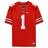 Maillot de match Nike autographié par Justin Fields Scarlet Ohio State Buckeyes