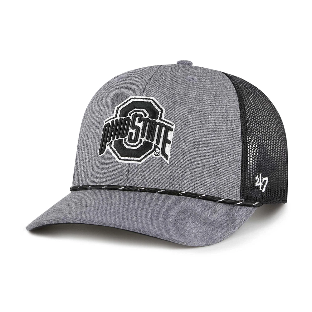 Men's '47 Gray Ohio State Buckeyes Carbon Rope Adjustable Hat