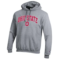Men's Champion  Heather Gray Ohio State Buckeyes Arched Logo Fleece Pullover Hoodie
