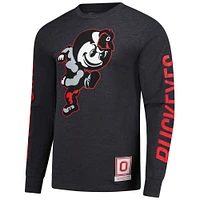T-shirt à manches longues Mitchell & Ness pour homme, couleur anthracite, Ohio State Buckeyes Team Pride