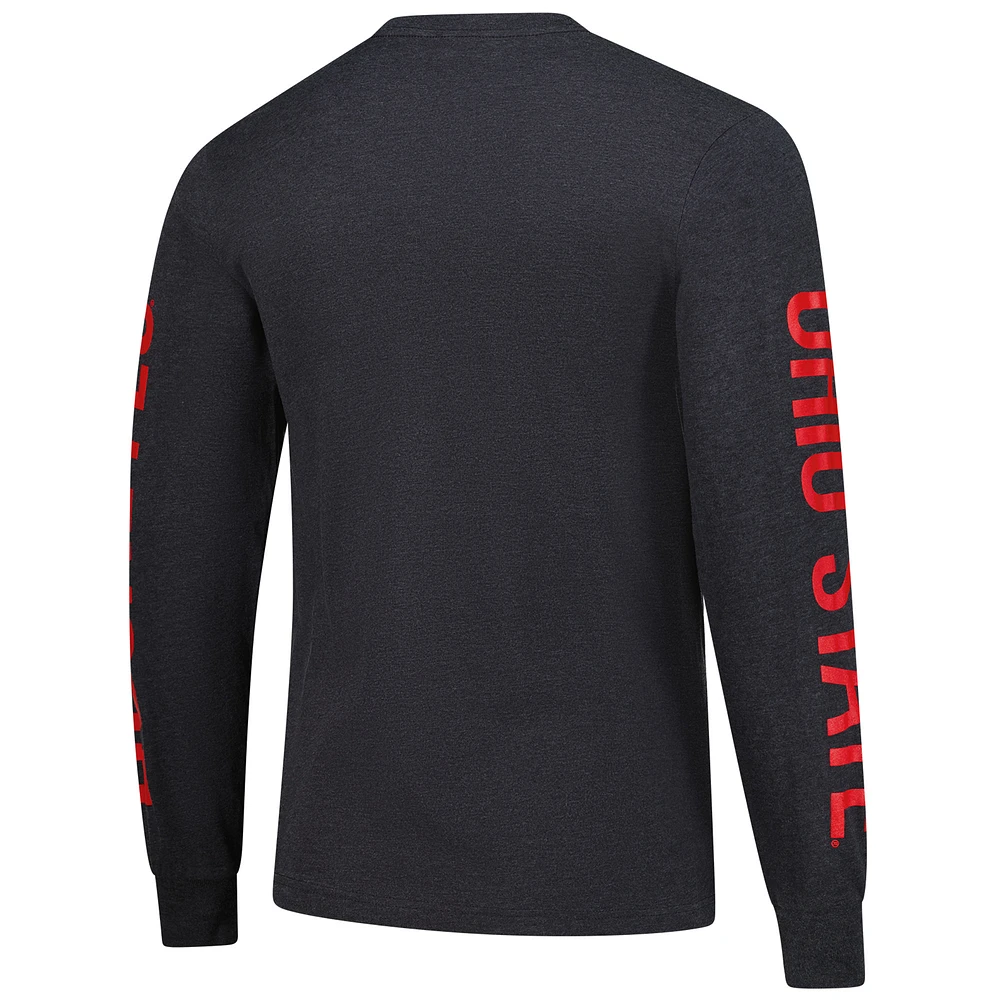 T-shirt à manches longues Mitchell & Ness pour homme, couleur anthracite, Ohio State Buckeyes Team Pride