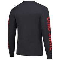 T-shirt à manches longues Mitchell & Ness pour homme, couleur anthracite, Ohio State Buckeyes Team Pride