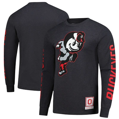 T-shirt à manches longues Mitchell & Ness pour homme, couleur anthracite, Ohio State Buckeyes Team Pride
