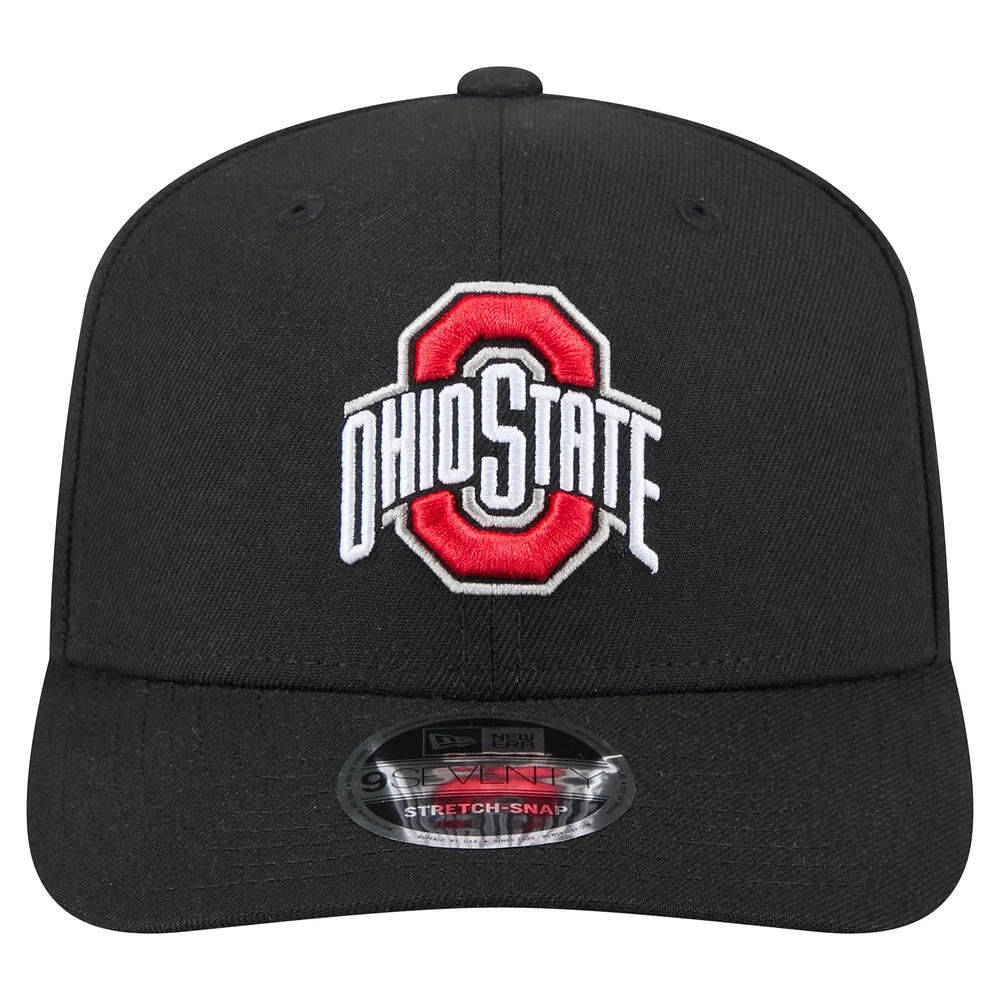 Men's New Era  Black Ohio State Buckeyes 9SEVENTY Team Stretch-Snap Adjustable Hat