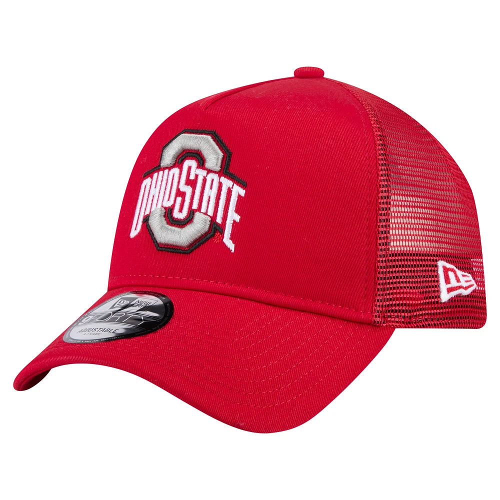 Men's New Era  Scarlet Ohio State Buckeyes 9FORTY A-Frame Trucker Adjustable Hat