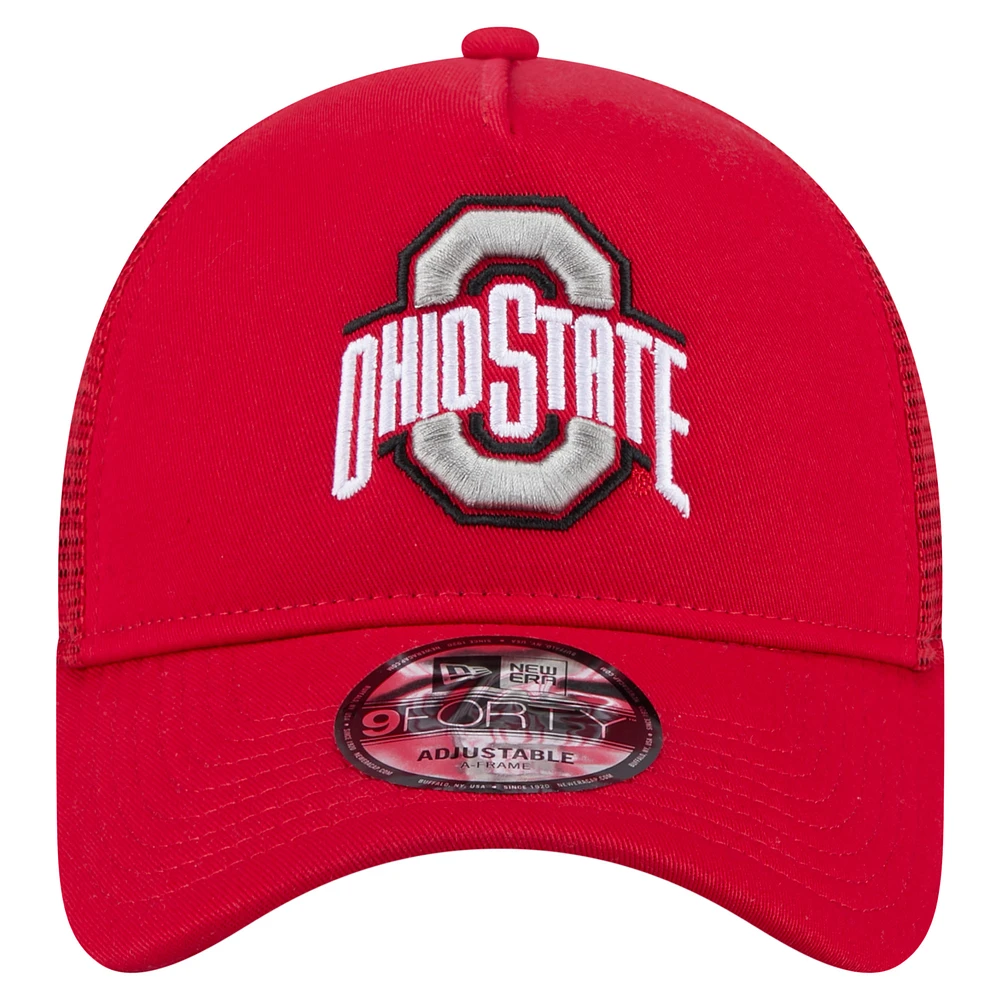 Men's New Era  Scarlet Ohio State Buckeyes 9FORTY A-Frame Trucker Adjustable Hat