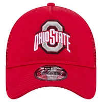 Men's New Era  Scarlet Ohio State Buckeyes 9FORTY A-Frame Trucker Adjustable Hat