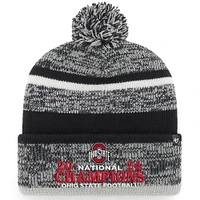 Men's '47  Black Ohio State Buckeyes College Football Playoff 2024 National Champions Striped Cuffed Knit Hat with Pom