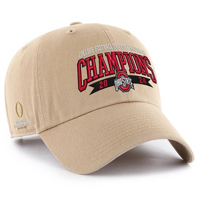 Men's '47  Khaki Ohio State Buckeyes College Football Playoff 2024 National Champions Helmet Clean Up Adjustable Hat