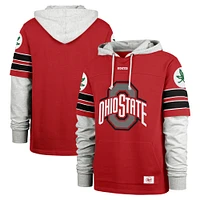 Men's '47 Scarlet Ohio State Buckeyes Big & Tall Blitz Lacer Pullover Hoodie