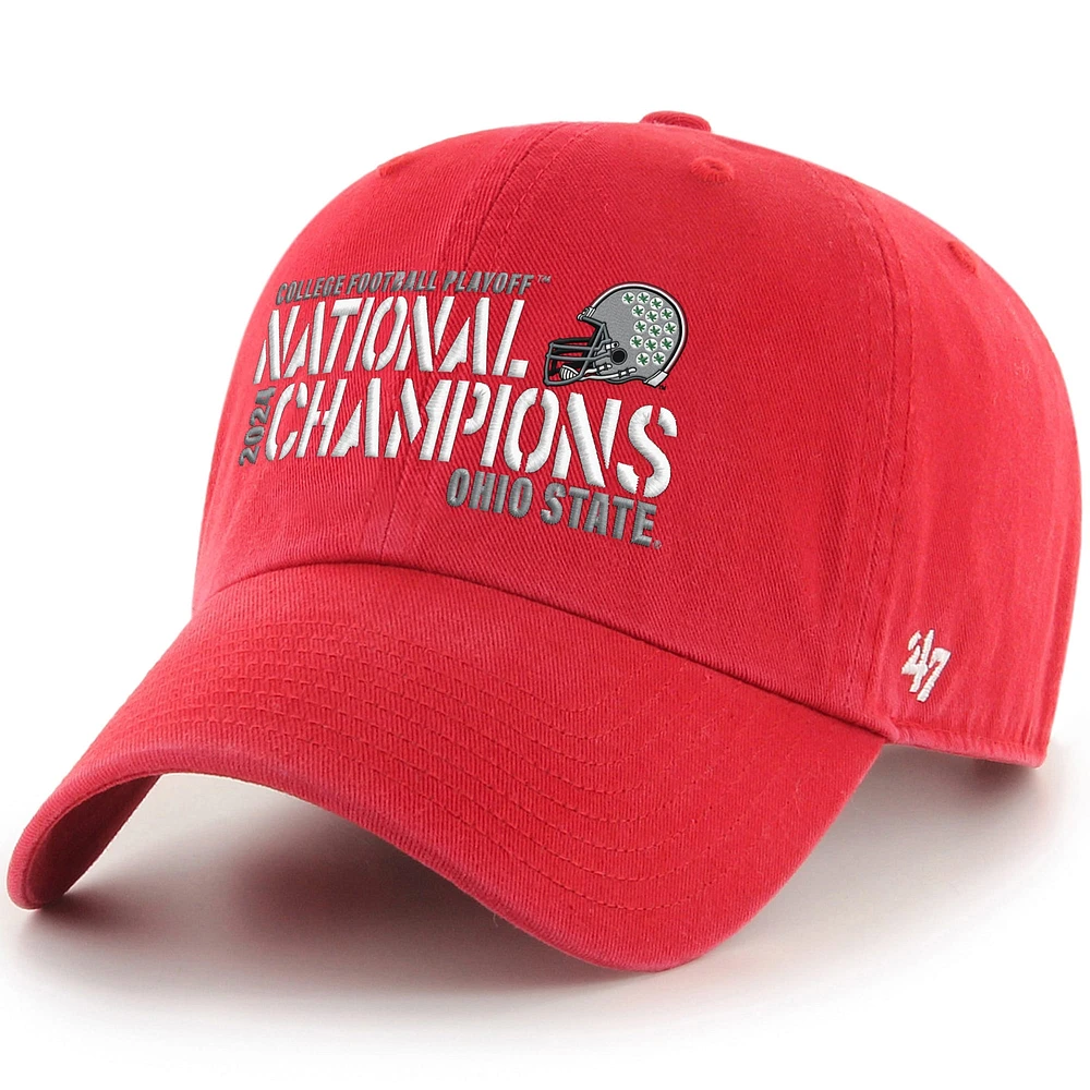 Men's '47  Scarlet Ohio State Buckeyes College Football Playoff 2024 National Champions Team Clean Up Adjustable Hat