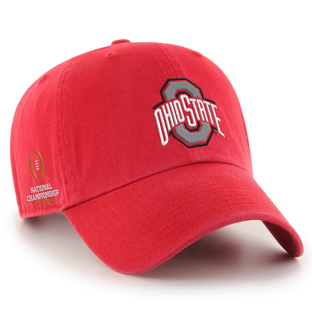 Casquette ajustable pour homme '47 Scarlet Ohio State Buckeyes College Football Playoff 2025 National Championship Game Clean Up