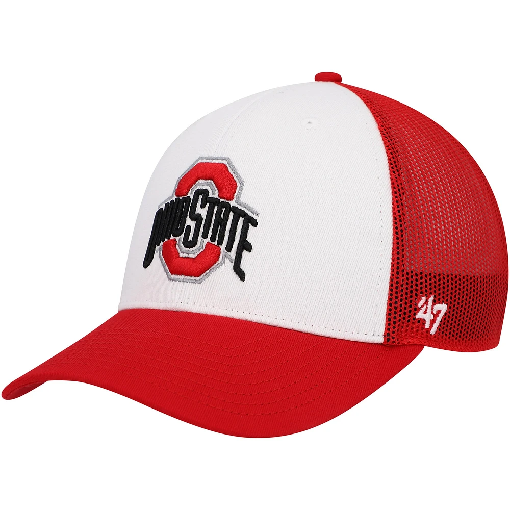 Casquette réglable '47 pour hommes, blanc/écarlate, Ohio State Buckeyes Freshman Trucker