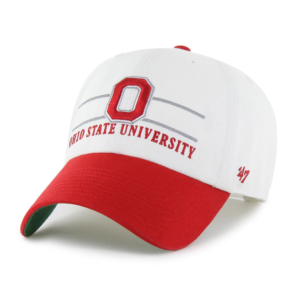 Men's '47 White Ohio State Buckeyes Gridiron Clean Up Adjustable Hat