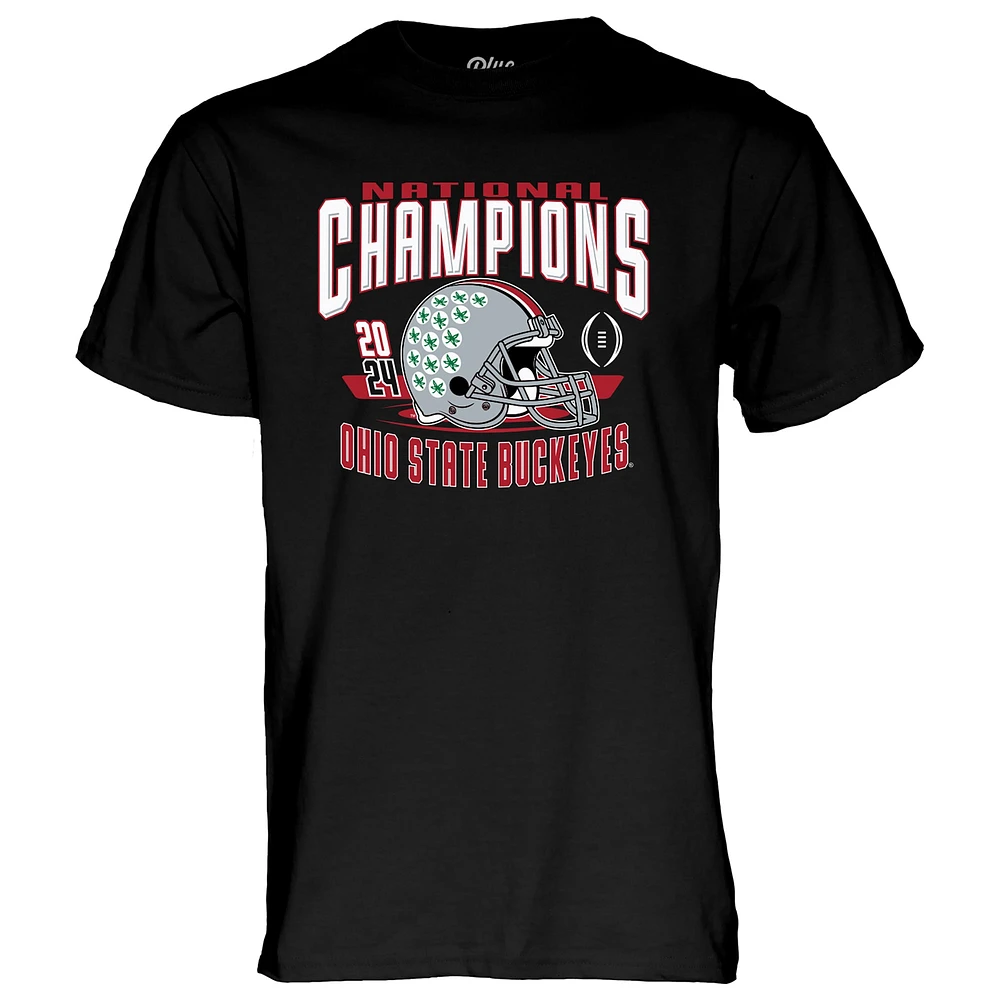 Men's Blue 84  Black Ohio State Buckeyes College Football Playoff 2024 National Champions Old School Helmet T-Shirt