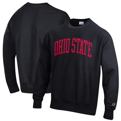 Men's Champion Black Ohio State Buckeyes Arch Reverse Weave Pullover Sweatshirt