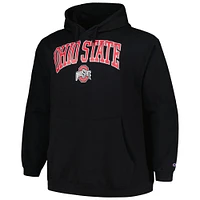 Men's Champion Black Ohio State Buckeyes Big & Tall Arch Over Logo Powerblend Pullover Hoodie