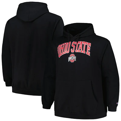 Chandail à capuchon pour hommes Champion Black Ohio State Buckeyes Tailles Big & Tall Arch Over Logo Powerblend