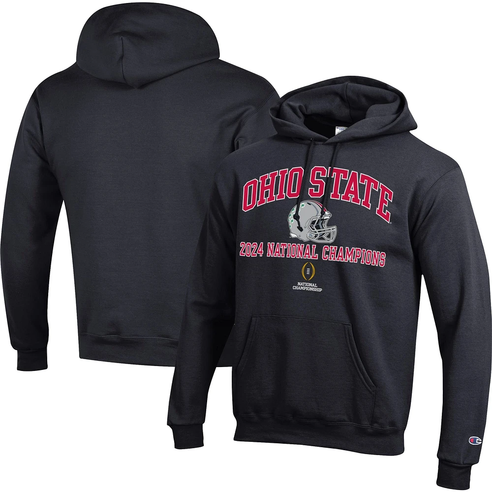 Men's Champion Black Ohio State Buckeyes College Football Playoff 2024 National Champions Helmet Pullover Hoodie