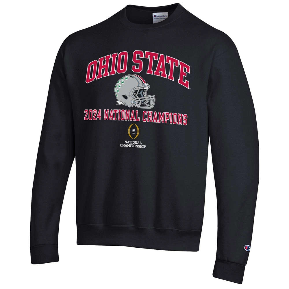 Men's Champion Black Ohio State Buckeyes College Football Playoff 2024 National Champions Helmet Pullover Sweatshirt