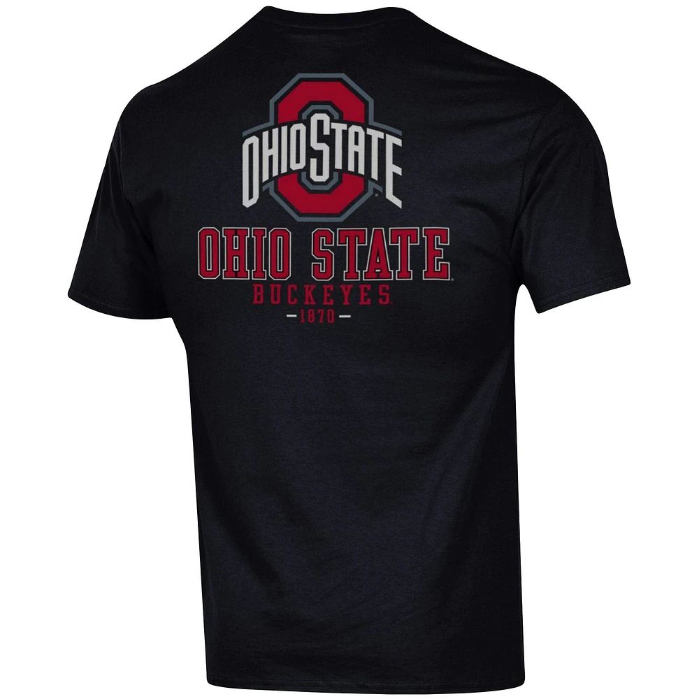 Men's Champion Black Ohio State Buckeyes Team Stack 2-Hit T-Shirt