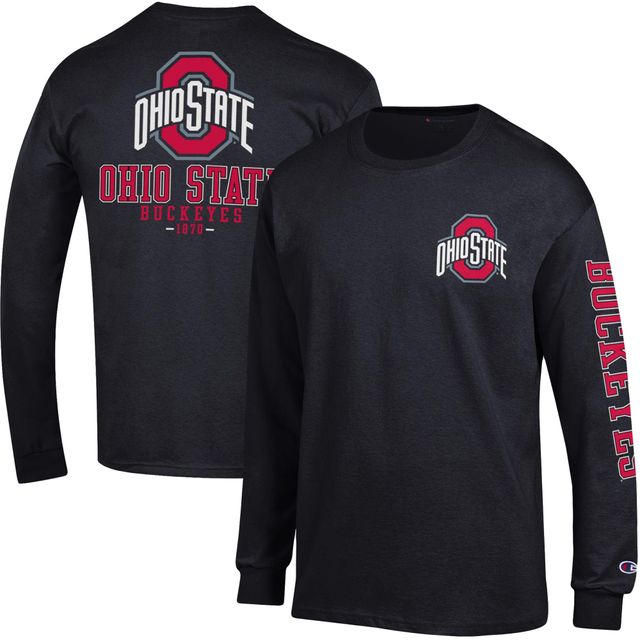 T-shirt à manches longues Champion Ohio State Buckeyes Team Stack 3-Hit pour homme