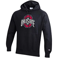 Men's Champion Black Ohio State Buckeyes Vault Logo Reverse Weave Pullover Hoodie