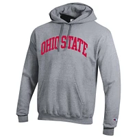Men's Champion  Heather Gray Ohio State Buckeyes Basic Arch Fleece Pullover Hoodie