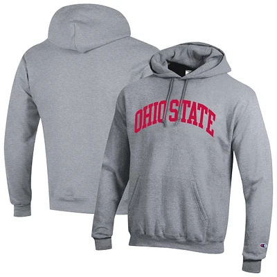Men's Champion  Heather Gray Ohio State Buckeyes Basic Arch Fleece Pullover Hoodie