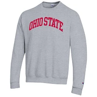 Men's Champion  Heather Gray Ohio State Buckeyes Basic Arch Fleece Pullover Sweatshirt