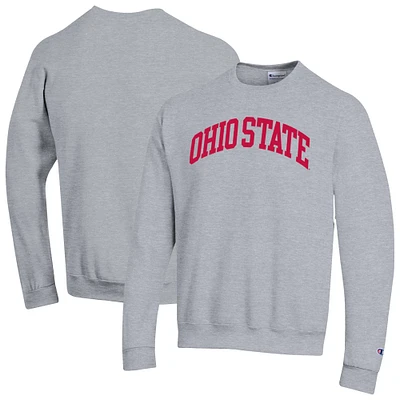 Men's Champion  Heather Gray Ohio State Buckeyes Basic Arch Fleece Pullover Sweatshirt
