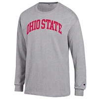 Men's Champion  Heather Gray Ohio State Buckeyes Basic Arch Long Sleeve T-Shirt