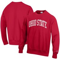 Men's Champion Scarlet Ohio State Buckeyes Arch Reverse Weave Pullover Sweatshirt