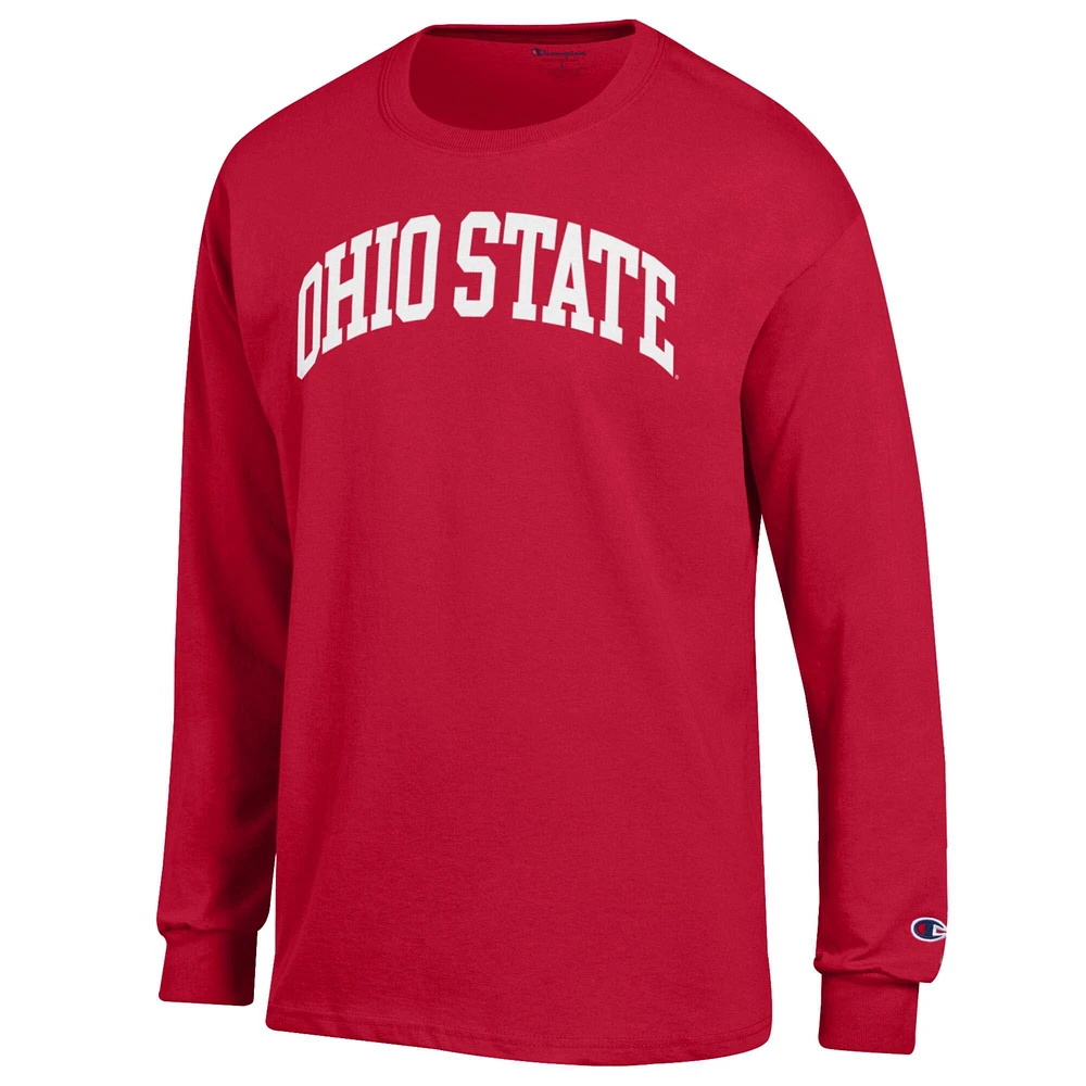 Men's Champion  Scarlet Ohio State Buckeyes Basic Arch Long Sleeve T-Shirt